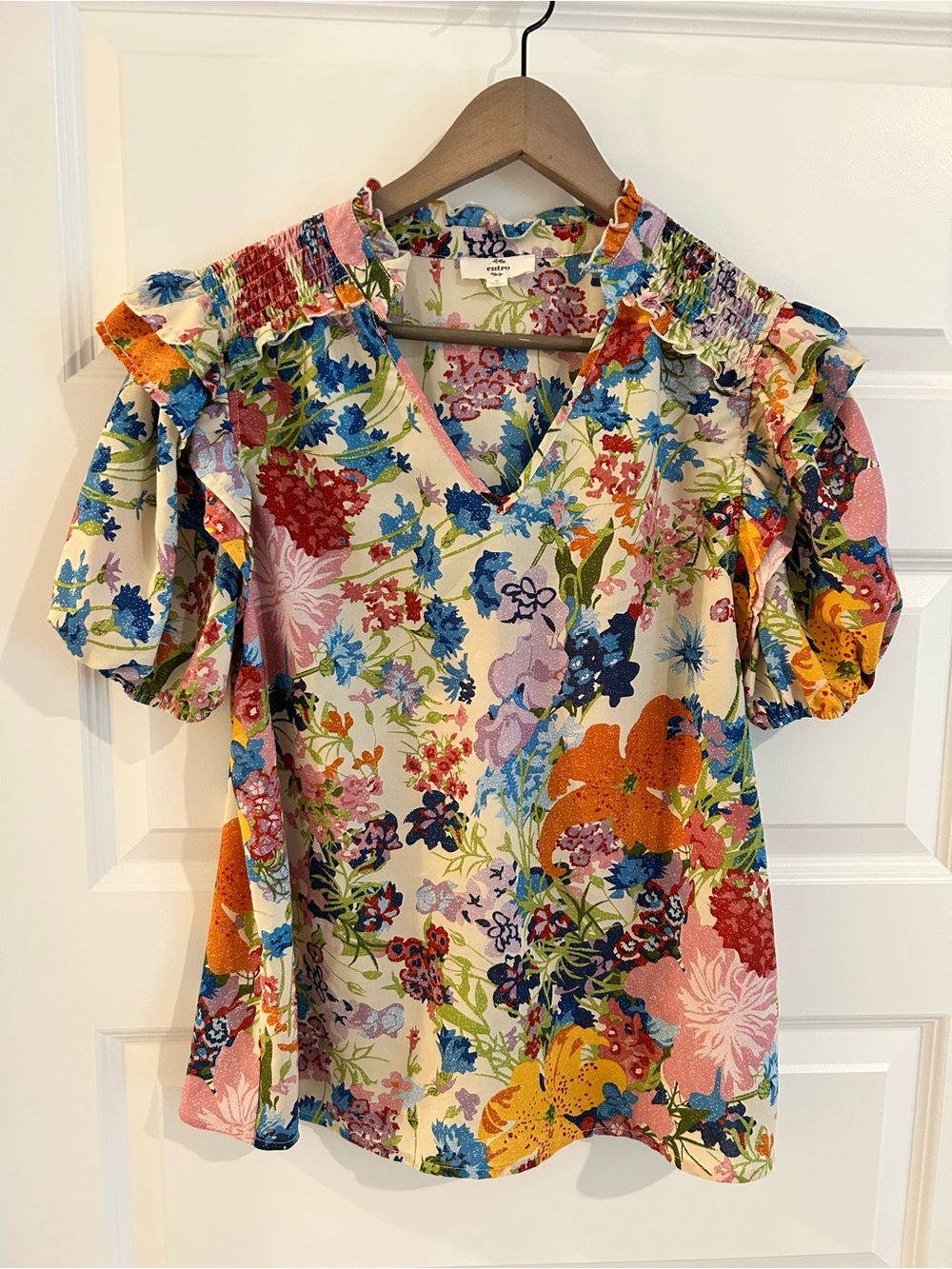 Entro Floral Ruffle Blouse Size S